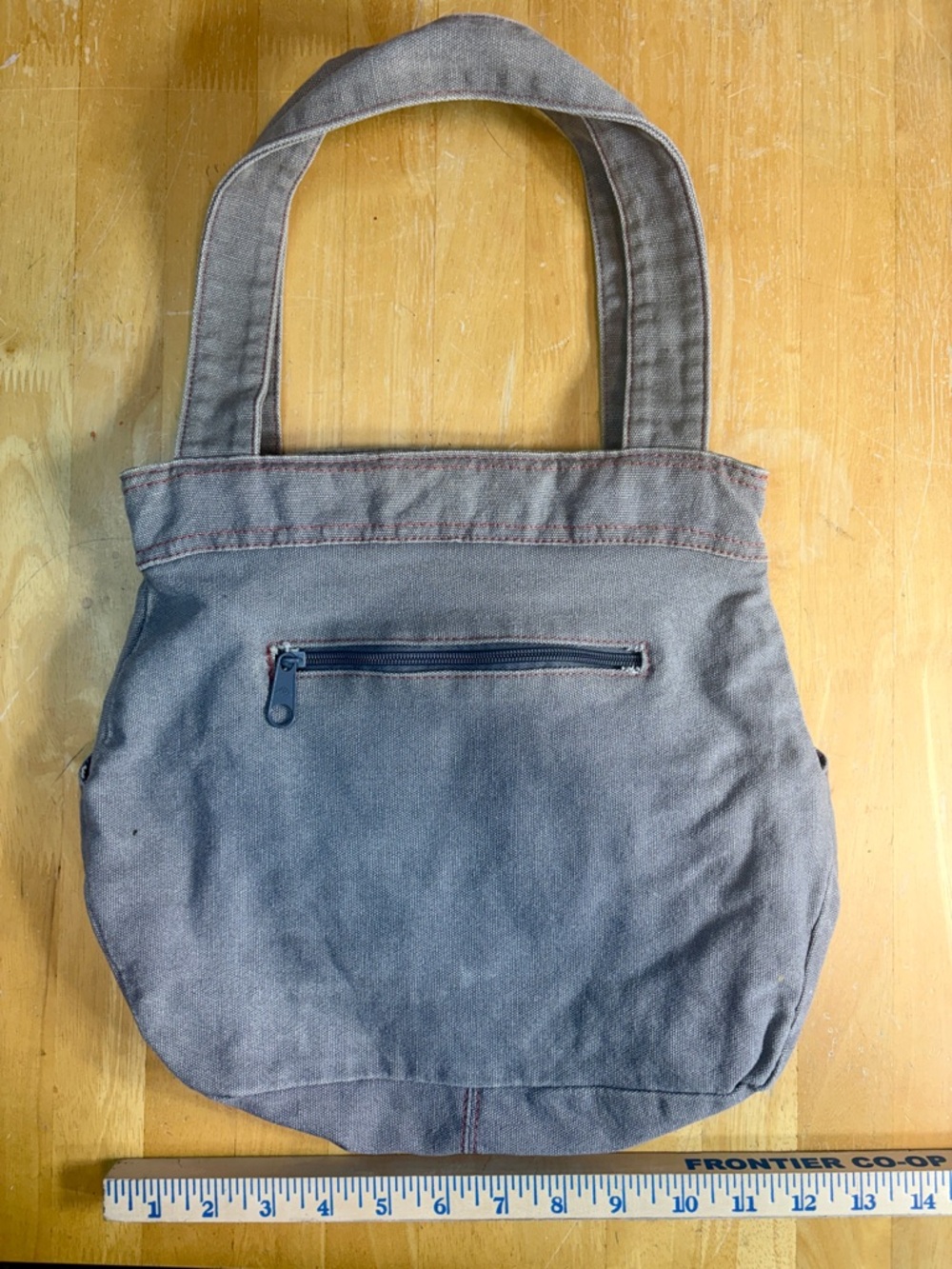 Roxy Denim Purse Tote Gray Blue Salmon Pink Button Pleats Y2K Satchel Straps - Picture 2 of 10